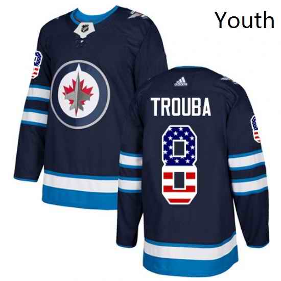 Youth Adidas Winnipeg Jets 8 Jacob Trouba Authentic Navy Blue USA Flag Fashion NHL Jersey
